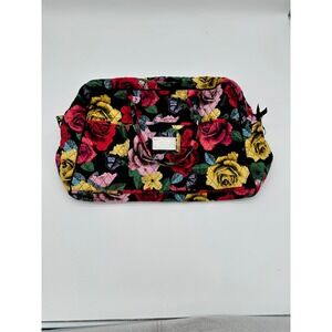 Vera Bradley Duffel Bag Quilted Floral Butterfly Weekend Travel Black Large